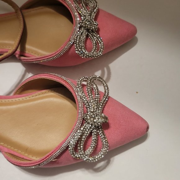 Shoedazzle Womens Rhinestone Pointed Toe Flat Pink Sandal Size 7 New without tag - Picture 6 of 10